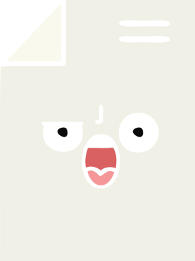 Bir insan tarafından çizilmiş bir kağıt parçasının düz renk retro karikatürü