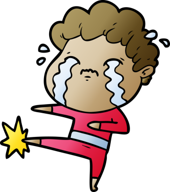 Bir insan tarafından çizilmiş ağlayan çizgi film adamı.