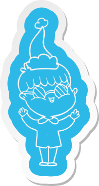 Bir adamın çizdiği Noel Baba şapkası takan gözlüklü bir çocuğun garip bir çizgi film çıkartması.