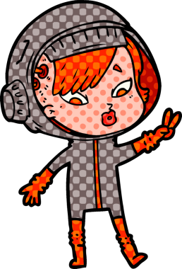 Bir insan tarafından çizilmiş astronot kadın.