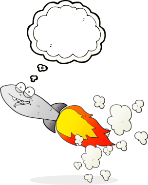 Bir insan tarafından çizilmiş serbest çizim balon karikatür füzesi