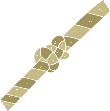 Bir insan tarafından çizilmiş düz renkli çizgi film halatı