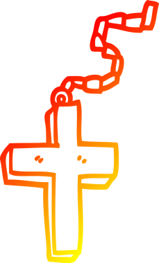 Bir insan tarafından çizilmiş altın haçın sıcak çizgi çizimi