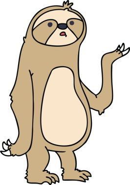 Bir insan tarafından çizilmiş garip bir çizgi film tembel hayvanı.