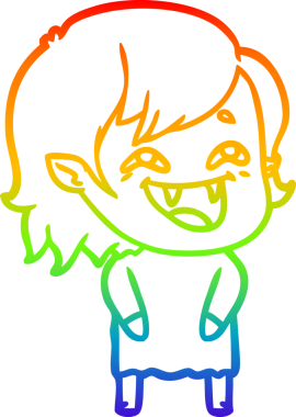 Gökkuşağı gradyan çizgi çizimi Bir insan tarafından çizilmiş gülen vampir kız çizgi filmi