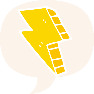 bir insan tarafından çizilmiş, konuşma baloncuklu karikatür yıldırımı.