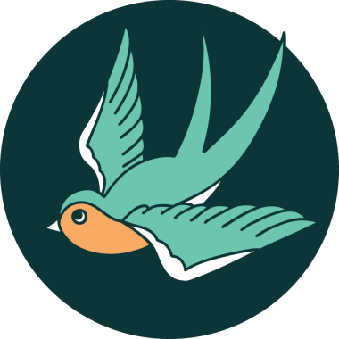 Bir insanın çizdiği bir kırlangıcın ikonik dövme şekli