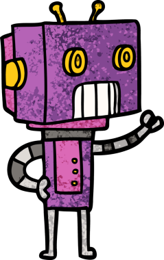 Bir insan tarafından çizilmiş çizgi film robotu