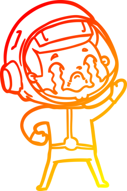 Bir insan tarafından çizilmiş, ağlayan bir astronotun sıcak çizgi çizimi