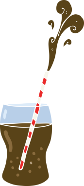 Bir insan tarafından çizilmiş köpüklü içeceğin düz renk çizimi