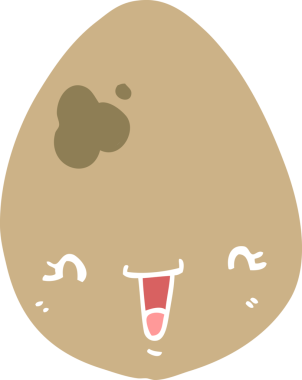 Bir insan tarafından çizilmiş düz renkli çizgi film yumurtası.