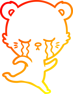 Bir insan tarafından çizilen ağlayan çizgi film ayısının sıcak çizgi çizgisi.