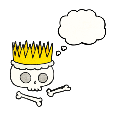 Bir insan tarafından çizilmiş serbest çizim düşünce balonu desenli karikatür tacı.