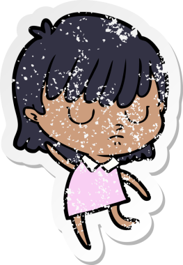 Bir insan tarafından çizilmiş karikatür bir kadının sıkıntılı çıkartması.