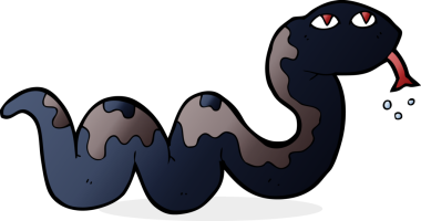 Bir insan tarafından çizilmiş çizgi film yılanı.