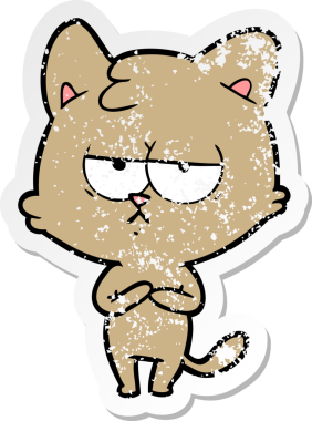 Bir insan tarafından çizilmiş sıkıntılı bir çizgi film kedisinin çıkartması.