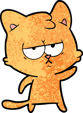 Bir insan tarafından çizilmiş sıkıcı çizgi film kedisi.