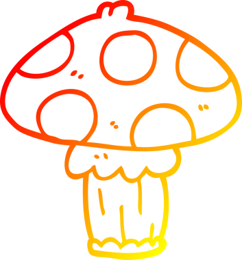 Bir insan tarafından çizilmiş bir mantarın sıcak gradyan çizimi