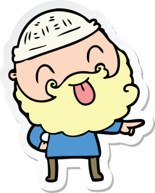 Bir insan tarafından çizilmiş sakallı bir adamın çıkartması.