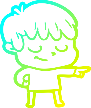 Bir çizgi film karakteri çizen soğuk çizgi bir insan tarafından çizilmiş mutlu çocuk.