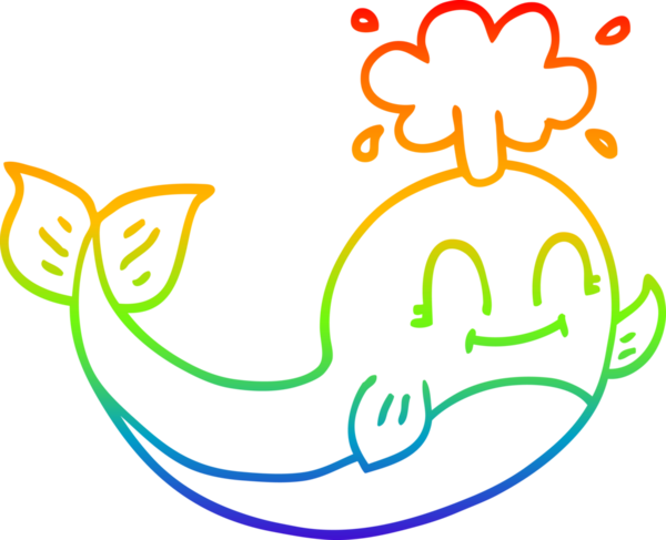 gökkuşağı gradyanı çizimi bir insan tarafından çizilmiş mutlu balina çizgi