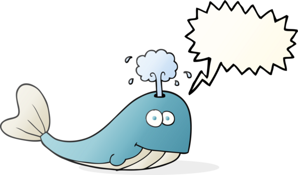Serbest konuşma balonu karikatür balinası bir insan tarafından çizilmiş su püskürten
