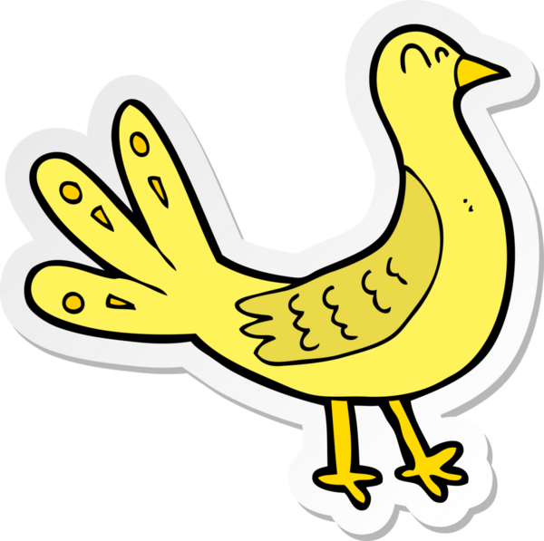 Bir insan tarafından çizilmiş çizgi film kuşunun çıkartması.