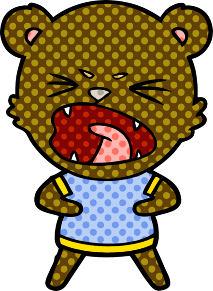 Bir insan tarafından çizilmiş kızgın çizgi film ayısı.