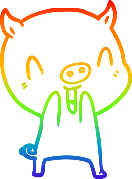 gökkuşağı gradyan çizimi mutlu çizgi domuz çizimi bir insan tarafından çizilmiş