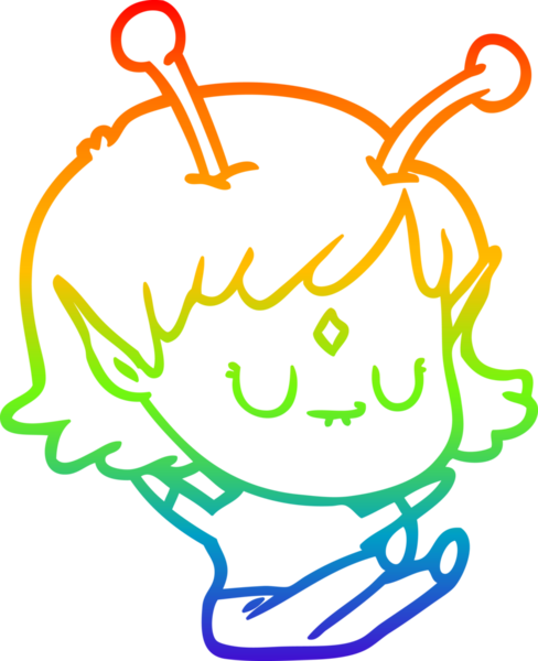 Gökkuşağı gradyan çizgisi bir insan tarafından çizilmiş uzaylı bir kızın çizimi