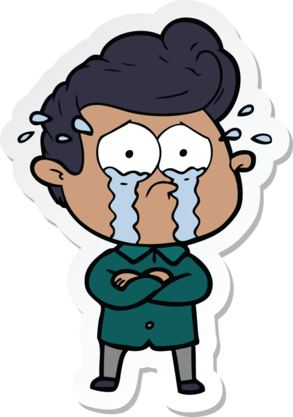 Bir insan tarafından çizilmiş kolları çapraz ağlayan bir adamın çıkartması.