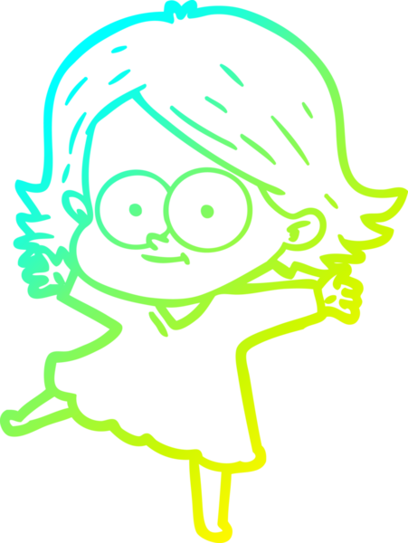 Bir insan tarafından çizilmiş mutlu çizgi film kızı çizimi.