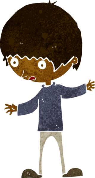 Bir insan tarafından çizilmiş kolları açık çizgi film çocuğu.