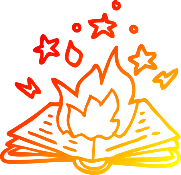 Bir insan tarafından çizilmiş çizgi film büyü kitabının sıcak gradyan çizimi