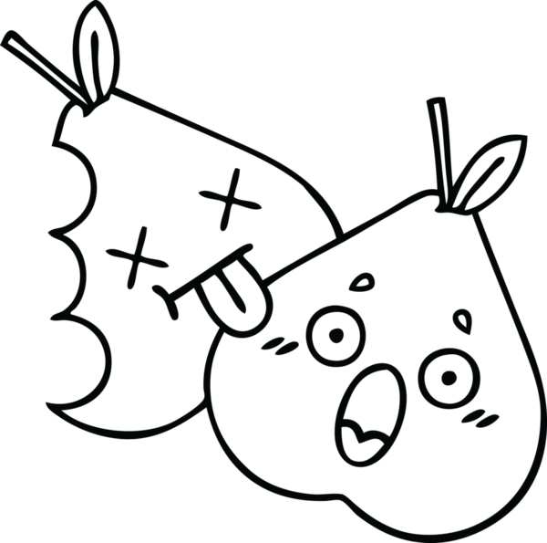 Bir insan tarafından çizilmiş yeşil bir armut çizimi.