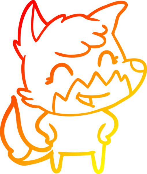 Bir insan tarafından çizilmiş mutlu bir tilkinin sıcak çizgi çizimi