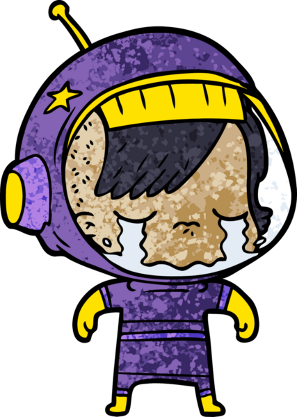 Bir insan tarafından çizilmiş ağlayan astronot kız.