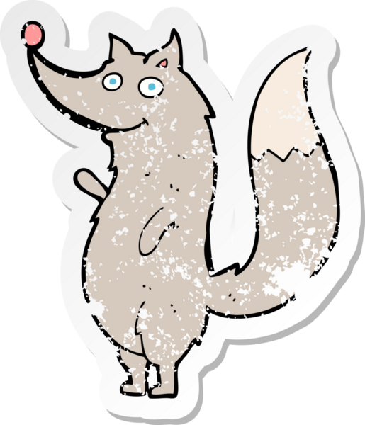 Bir insan tarafından çizilmiş sallanan bir kurdun gerilmiş çıkartması.