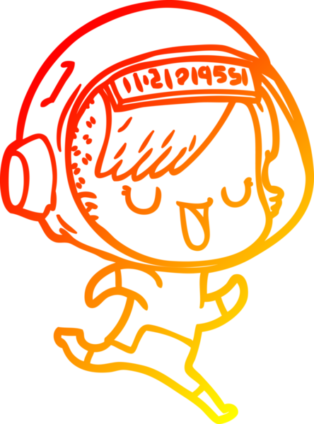 Bir insan tarafından çizilmiş bir astronot kadın çizgi çizimi.