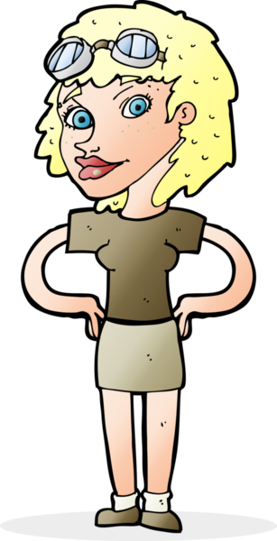 Bir insan tarafından çizilmiş retro-pilot kadın.