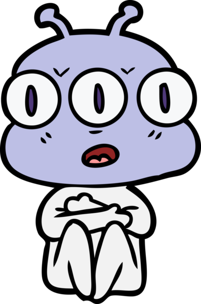 Bir insan tarafından çizilmiş üç gözlü uzaylı çizgi filmi.