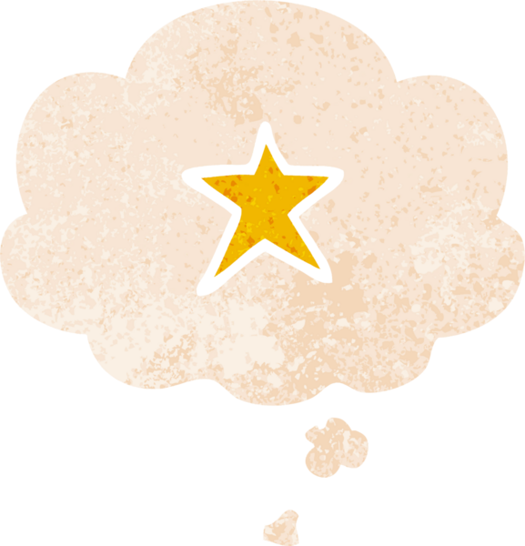 Düşünce baloncuklu çizgi film yıldızı sembolü grunge sıkıntılı retro desen bir insan tarafından çizilmiş