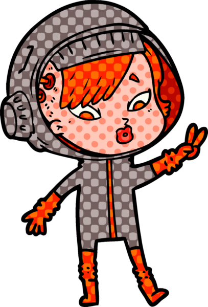 Bir insan tarafından çizilmiş astronot kadın.