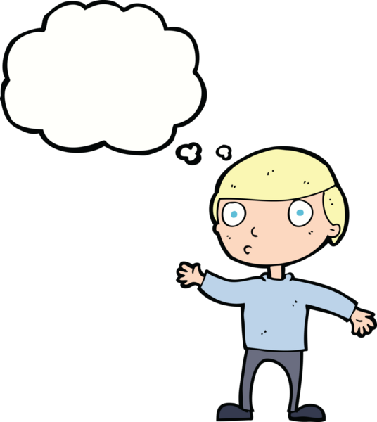 Bir insan tarafından çizilmiş düşünce baloncuğu olan bir çizgi film adamı.