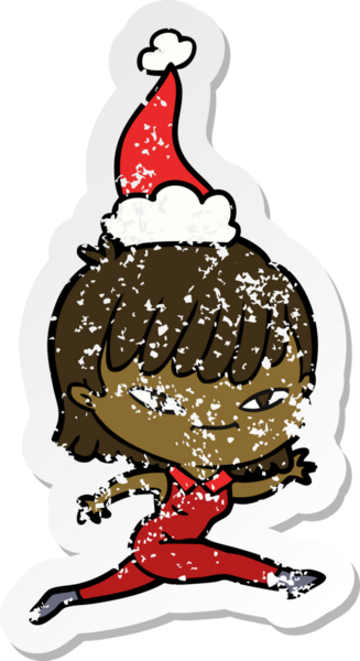 Bir insan tarafından çizilmiş Noel Baba şapkası giymiş bir kadının el yazısı.