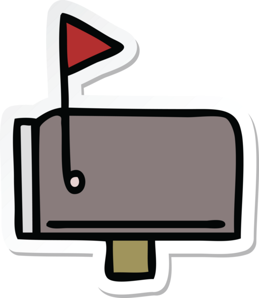 Bir insan tarafından çizilmiş şirin bir posta kutusunun çıkartması.