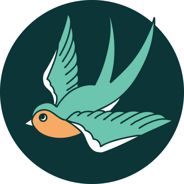 Bir insanın çizdiği bir kırlangıcın ikonik dövme şekli