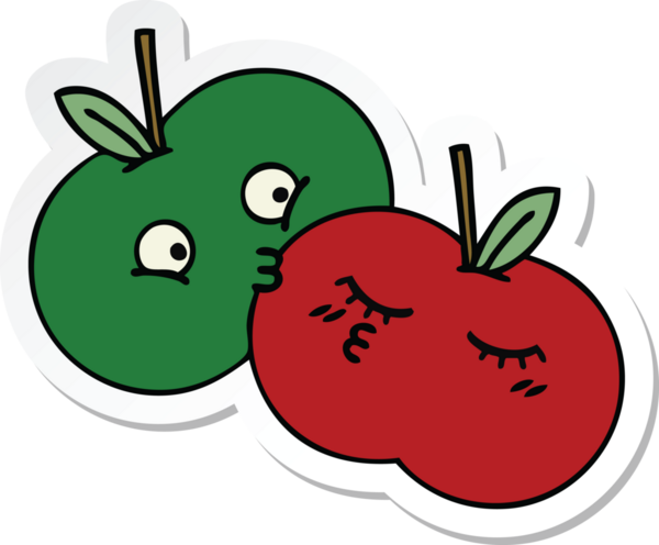 Bir insan tarafından çizilmiş tatlı, sulu bir elmanın çıkartması.