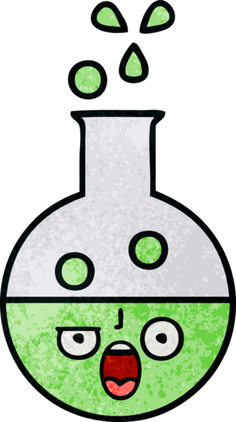 Bir insan tarafından çizilmiş bir test tüpünün retro grunge desen karikatürü