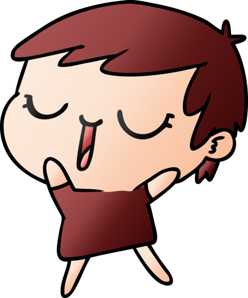 Bir insan tarafından çizilmiş kawaii kısa saçlı kız çizimi.